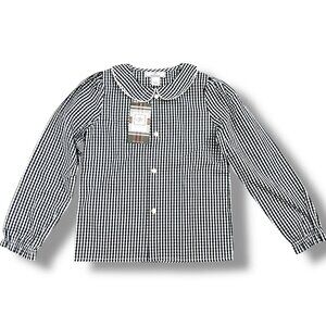 NWT CPC Classic Prep Navy White Gingham Scalloped Collar Button Blouse Shirt 7